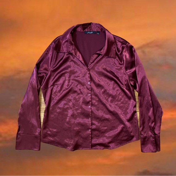 Burgundy silk blouse - Picture 4 of 4